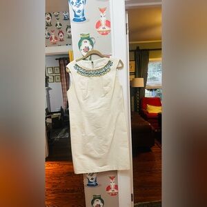 Shoshanna Ivory Dress with gem Accents